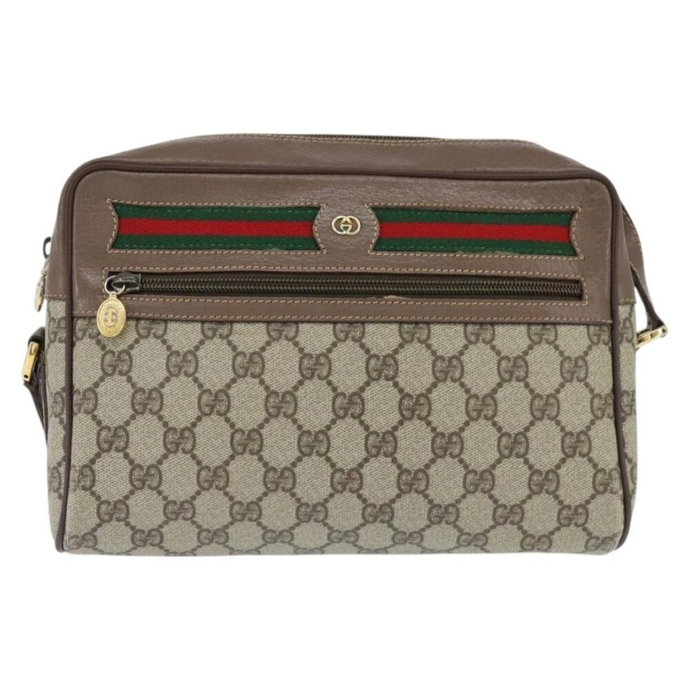 GUCCI GG Supreme Web Sherry Line Shoulder Bag PVC Beige 001 44 6472 Auth 150085 - Picture 10 of 15